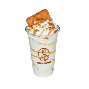 Meg's Biscoff frappe – creamy, caramelized biscuit flavor in an icy blend